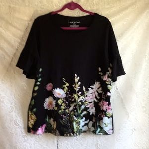 Lane Bryant Floral Top with Ruffle Sleeves